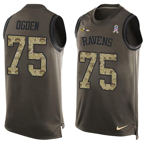 Nike Ravens #75 Jonathan Ogden Green Men's Stitched NFL Limited Salute To Service Tank Top Jersey